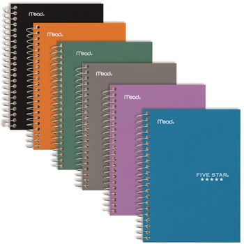 Five Star 9.5 x 7.25 Sheets (150) Medium/College Rule Wirebound Notebook - Randomly Assorted Cover Color