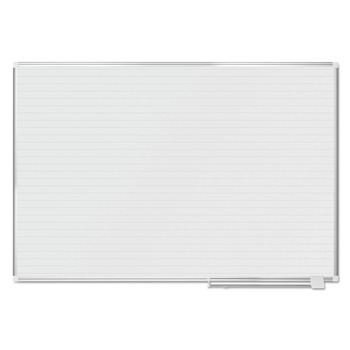 MasterVision 72 in. x 48 in. Ruled Magnetic Dry Erase Planning Board - White Lacquered Steel Surface, Silver Aluminum Frame