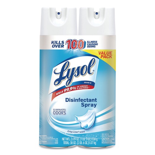 Cleaning & Janitorial Supplies | LYSOL Brand 19200-99608 19 oz. Aerosol Spray Disinfectant Spray - Crisp Linen (4/Carton) image number 0