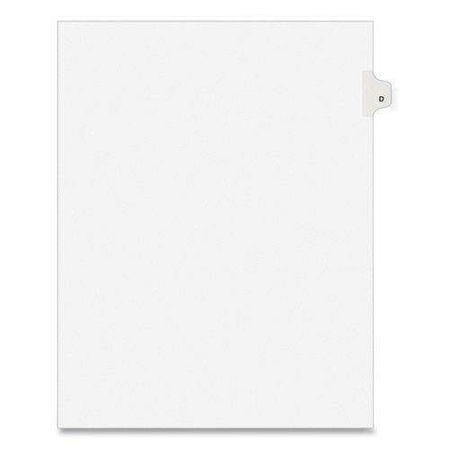 Office Jansan | Avery 01404 11 in. x 8.5 in. 26-Tab D Avery Style Preprinted Legal Exhibit Side Tab Index Dividers - White (25/Pack) image number 0