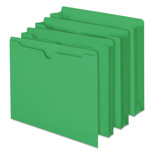 File Folders | Smead 75503 Straight Tab Letter Size Colored File Jackets with Reinforced Double-Ply Tab - Green (100/Box) image number 0