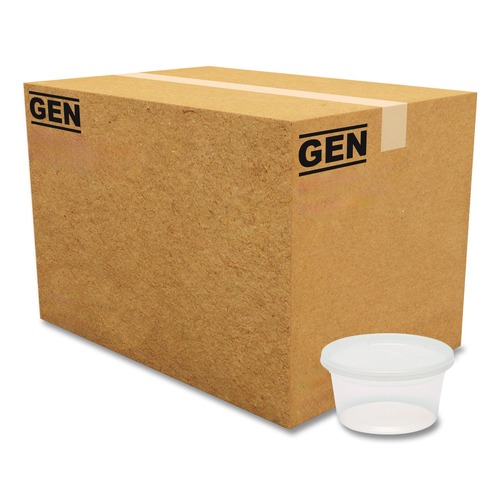 Food Service | GEN TD40012E 12 oz. Plastic Deli Containers with Lid - Clear (240/Carton) image number 0