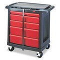  | Rubbermaid Commercial FG773488BLA Five-Drawer Mobile Workcenter, 32 1/2w X 20d X 33 1/2h, Black Plastic Top image number 1