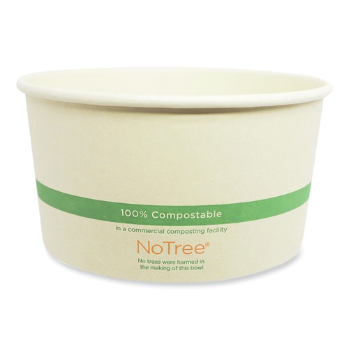 World Centric No Tree 5.9 in. Diameter x 3.1 in. h Wide Sugarcane Paper Bowls - Natural (300/Carton)