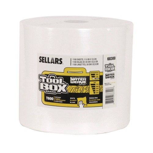 Cleaning & Disinfecting Wipes | Sellars 68300 1-Ply 11.8 x 12.8 TOOLBOX WaterWeave T600 Wipers - White (1/Carton) image number 0