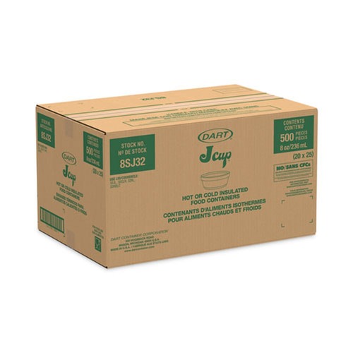 Food Trays, Containers, and Lids | Dart 8SJ32 8 oz. 4.63 in. Diameter x 1.13 in. Height Squat Foam Container - White (500/Carton) image number 0