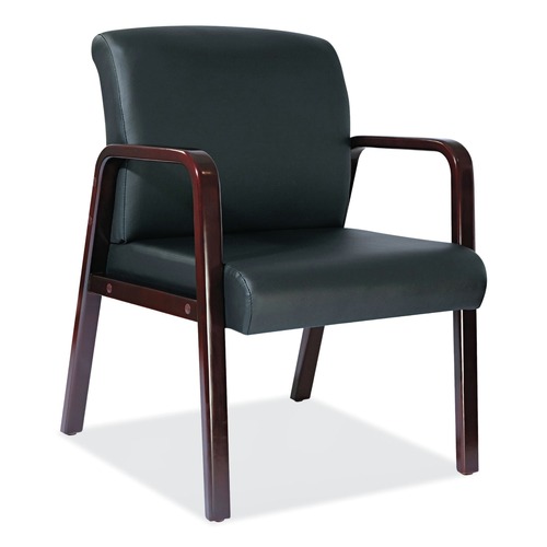 Labor Day Sale! Save $30 off $199! | Alera ALERL4319M Reception Lounge WL Series 24.21 in. x 24.8 in. x 32.67 in. Guest Chair - Black Seat/Back, Mahogany Base image number 0