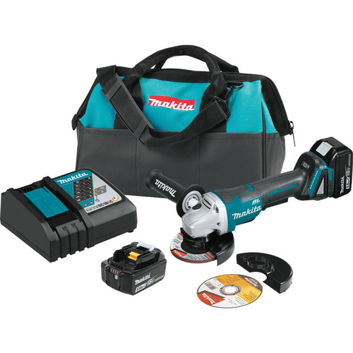 Cut Off Grinders | Makita XAG11T 18V LXT Lithium-Ion Brushless Cordless 4-1/2 / 5 in. Paddle Switch Cut-Off/Angle Grinder Kit with Electric Brake (5.0Ah) image number 0