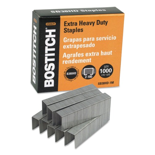 20% off $150 on select brands | Bostitch SB38HD-1M Heavy-Duty Premium Staples with 7/8 in. Legs - Steel (1000/Box) image number 0