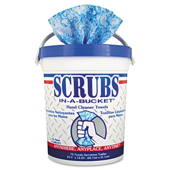 PRODUCTS | SCRUBS In-A-Bucket 10 in. x 12 in. Hand Cleaner Towel Cloth - Citrus, Blue/White