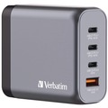 Office Electronics & Batteries | Verbatim 32203 140 W 4-Port GaN Wall Charger - Black/Gray image number 0
