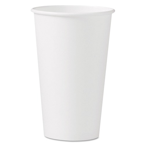 Cutlery | SOLO 316W-2050 16 oz. Single-Sided Poly Paper Hot Cups - White (50 Sleeve, 20 Sleeves/Carton) image number 0