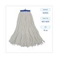 Mops | Boardwalk BWK716RCT 16 oz. Cut-End Lie-Flat Rayon Wet Mop Head - White (12/Carton) image number 4