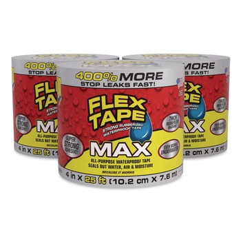 Flex Seal Products MAX 4 in. x 25 ft. 39 mils Thick 4 in. Core Strong Rubberized Waterproof Tape - Clear (3/Carton)
