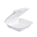 Food Trays, Containers, and Lids | Dart 90HTPF1R 9 in. x 9.4 in. x 3 in. Foam Hinged Performer Perforated Lid Container - White (200/Carton) image number 1