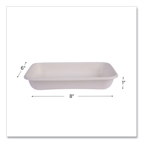 Food Trays, Containers, and Lids | Eco-Products EP-SCRC24NFA 24 oz 8 x 6 x 1 Vanguard Worldview Renewable and Compostable Sugarcane Take-Out Containers - White (400/Carton) image number 0