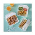 Food Service | Pactiv Corp. YTH102050001 9.19 in. x 6.5 in. x 2.75 in. Single Tab Lock No. 205 Utility Foam Hinged Lid Container - White (150/Carton) image number 4