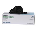 Work Gloves | Boardwalk BWK396MBX 4.4 mil General Purpose Powder-Free Disposable Nitrile Gloves - Medium, Black (100/Box) image number 1