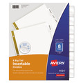 Office Jansan | Avery 11124 11 in. x 8.5 in. 8-Tab Double-Sided Gold Edge Reinforcing Insertable Big Tab Dividers - White/Clear Tabs (1-Set) image number 0