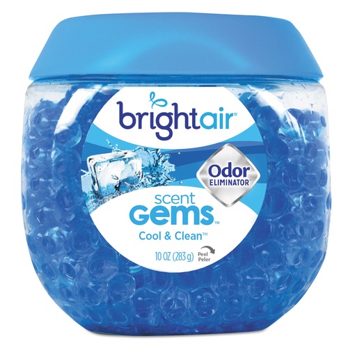 Odor Control | BRIGHT Air BRI 900228 Scent Gems Odor Eliminator, Cool And Clean, Blue, 10 Oz Jar, 6/carton image number 0