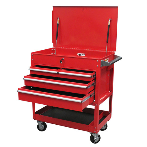 Tool Carts | Sunex 8054 4-Drawer Service Cart with Locking Top (Red) image number 0
