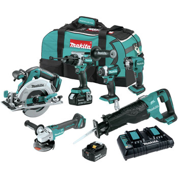 COMBO KITS | Makita XT616PT 18V LXT Brushless Lithium-Ion Cordless 6-Tool Combo Kit with 2 Batteries (5 Ah)