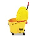 Mop Buckets | Rubbermaid Commercial FG757788YEL 35 qt. WaveBrake 2.0 Down-Press Plastic Bucket/Wringer Combos - Yellow image number 4