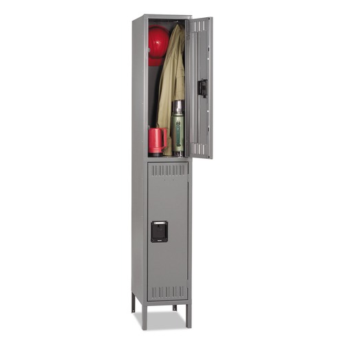 Office & Office Supplies | Tennsco DTS-121836-1-MGY 12 in. x 18 in. x 78 in. Single Stack Double Tier Locker with Legs - Medium Gray image number 0