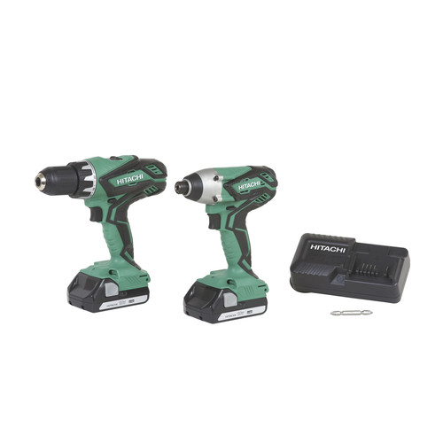 Combo Kits | Factory Reconditioned Hitachi KC18DGLS 18V Lithium Ion Cordless Combo Kit DV18DGL Hammer Drill & WH18DGL Impact Driver with 2 1.5 Ah Batteries image number 0