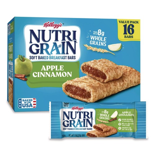 Food Service | Kellogg's 511370 1.3 oz. Bar Nutri-Grain Soft Baked Breakfast Bars - Apple-Cinnamon (16/Box) image number 0