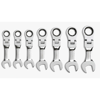 GearWrench 9570 7-Piece SAE Stubby Flex Head Combination Ratcheting Wrench Set