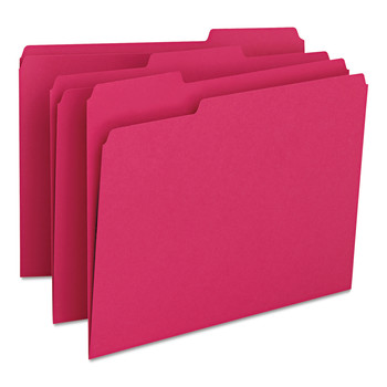 Smead 1/3-Cut Tabs Assorted Letter Size 0.75 in. Expansion Colored File Folders - Red (100/Box)