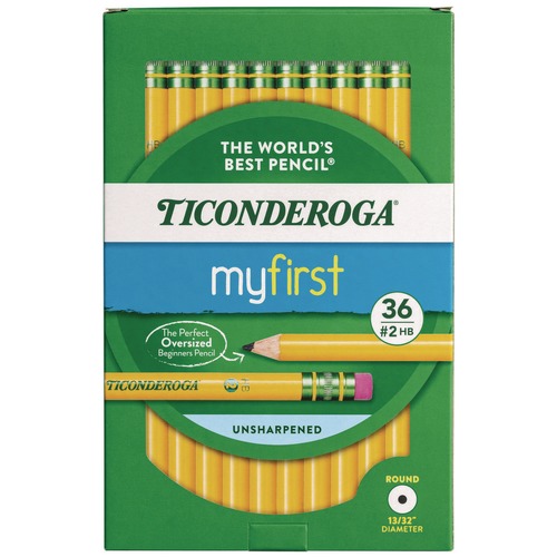 Pens | Ticonderoga X33336 3.6 mm HB (#2) My First Woodcase Pencil with Eraser - Black Lead, Yellow Barrel (36/Pack) image number 0
