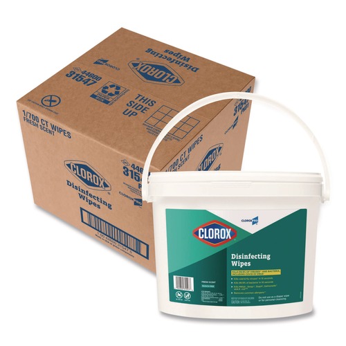 Cleaning & Janitorial Supplies | Clorox 31547 1 Ply 7 in. x 8 in. Fresh Scent Disinfecting Wipes - White (1/Carton) image number 0