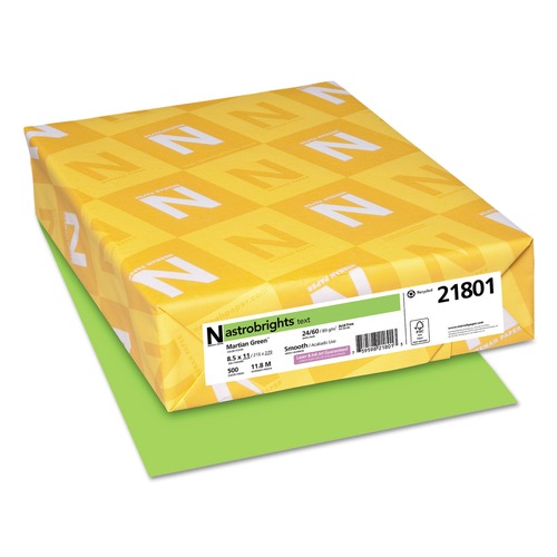 Office Jansan | Astrobrights 21801 8.5 in. x 11 in. 24 lbs. Bond Weight Color Paper - Martian Green (500/Ream) image number 0