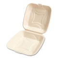 Food Service | Boardwalk BWKHNGE991CNPFA 9 in. x 9 in. x 3.19 in. Bagasse PFAS-Free Sugarcane Food Containers - Tan (100/Sleeve, 2 Sleeves/Carton) image number 0