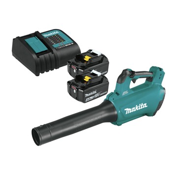 Makita 18V LXT Brushless Cordless Blower with 2 Lithium-Ion Batteries and Charger Starter Pack Bundle (4 Ah)