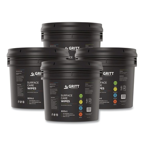 Cleaning Cloths | Gritt Commercial GRI5RW1BCS Surface Care Wipes, 1-Ply, 6 x 8, Fresh Scent, White, 800/Bucket, 4 Buckets/Carton image number 0