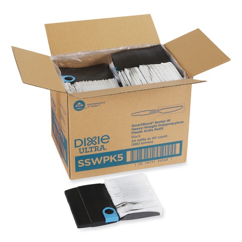 Cutlery | Dixie SSWPK5 Knife Smartstock Wrapped Heavy-Weight Cutlery Refill - Black (960/Carton) image number 0
