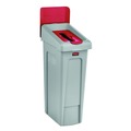 Paper & Dispensers | Rubbermaid Commercial 2007194 Slim Jim 16.5 in. x 8 in. x 0.5 in. Paper Recycling Top - Red image number 2