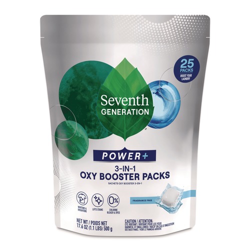 Cleaning & Janitorial Supplies | Seventh Generation 68927608 17.6 oz PowerPlus 3-in-1 Oxy Booster Packs - Fragrance-Free (6/Carton) image number 0