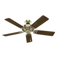 Ceiling Fans | Hunter 53066 52 in. Studio Series Bright Brass Finish Ceiling Fan with Light image number 1