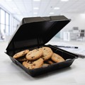 Food Trays, Containers, and Lids | Dart 90HTPFB1R 9.01 in. x 9.4 in. x 3.1 in. Insulated Foam Hinged Lid Containers - Black (200/Carton) image number 3
