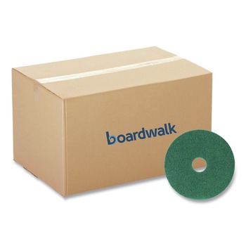 Boardwalk 13 in. Diameter Heavy-Duty Scrubbing Floor Pads - Green (5/Carton)