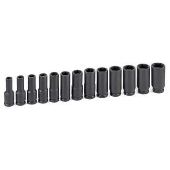 Grey Pneumatic 1213MDG 13-Piece 3/8 in. Drive 6-Point Metric Deep Magnetic Impact Socket Set