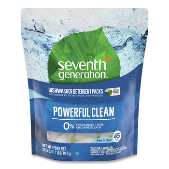 LAUNDRY DETERGENT | Seventh Generation SEV 22897CT Natural Dishwasher Detergent Concentrated Packs, Free And Clear, 45/pack, 8 Packs/carton
