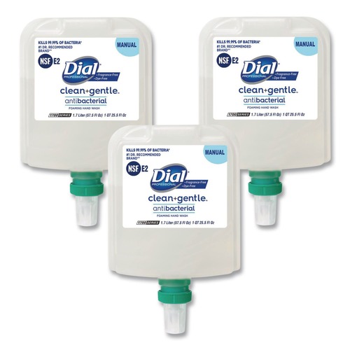 Cleaning & Janitorial Supplies | Dial Professional 17000 32094 CleanPlusGentle 1.7 Liter Antibacterial Foaming Hand Wash Refill for 1700 Dispenser - Fragrance-Free (3/Carton) image number 0