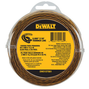Dewalt DWO1DT801 0.080 in. x 50 ft. String Trimmer Line Dewalt DWO1DT801 0.080 in. x 50 ft. String Trimmer Line