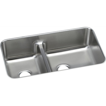 Elkay ELUHAQD32179 Gourmet Undermount 32 in. x 18-1/4 in. Dual Basin Kitchen Sink (Stainless Steel)