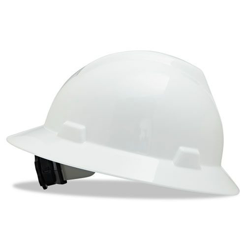 Hard Hats | MSA 475369 V-Gard Slotted Full-Brim Hat with Fas-Trac III Suspension - White image number 0
